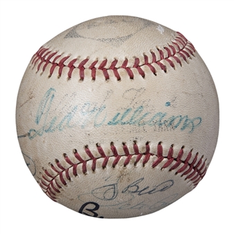 MLB Greats Multi Signed Baseball With 9 Signatures Including Ted Williams, Yogi Berra & Nolan Ryan (JSA)